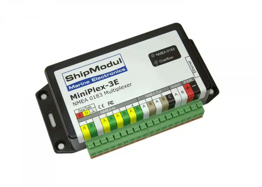 MiniPlex-3E NMEA 0183 multiplexer unit with Ethernet port and marine wiring terminals