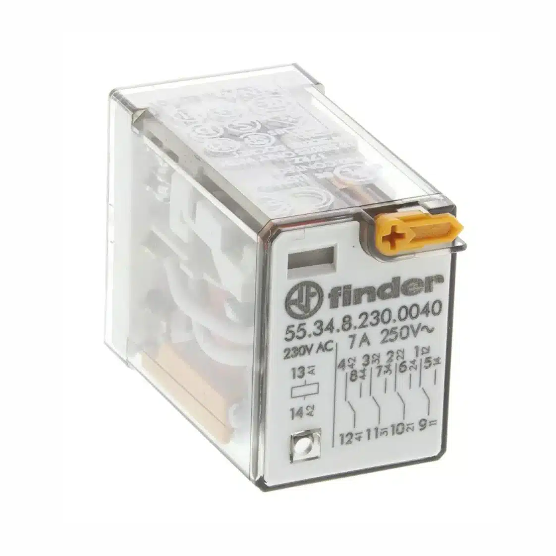 FINDER 230VAC 14 pin 4PDT miniature industrial relay for DIN rail socket mounting