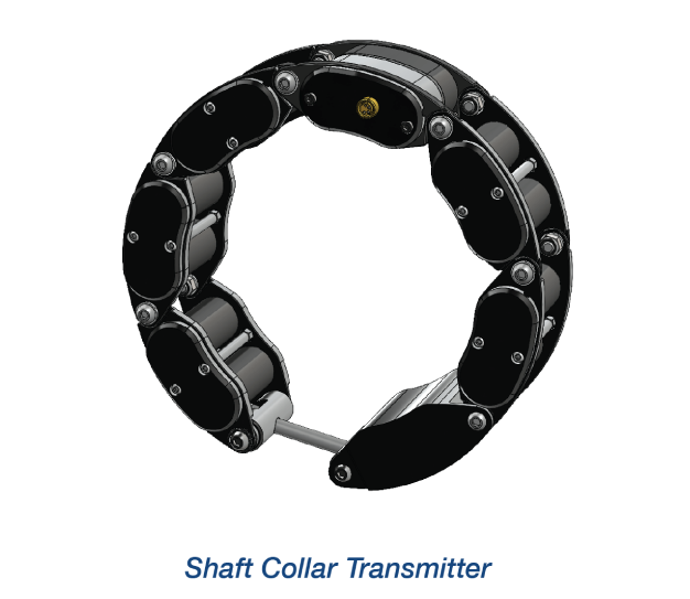 TORQUETRAK SPM-ION modular shaft torque and power measurement collar mounted on a marine propulsion shaft