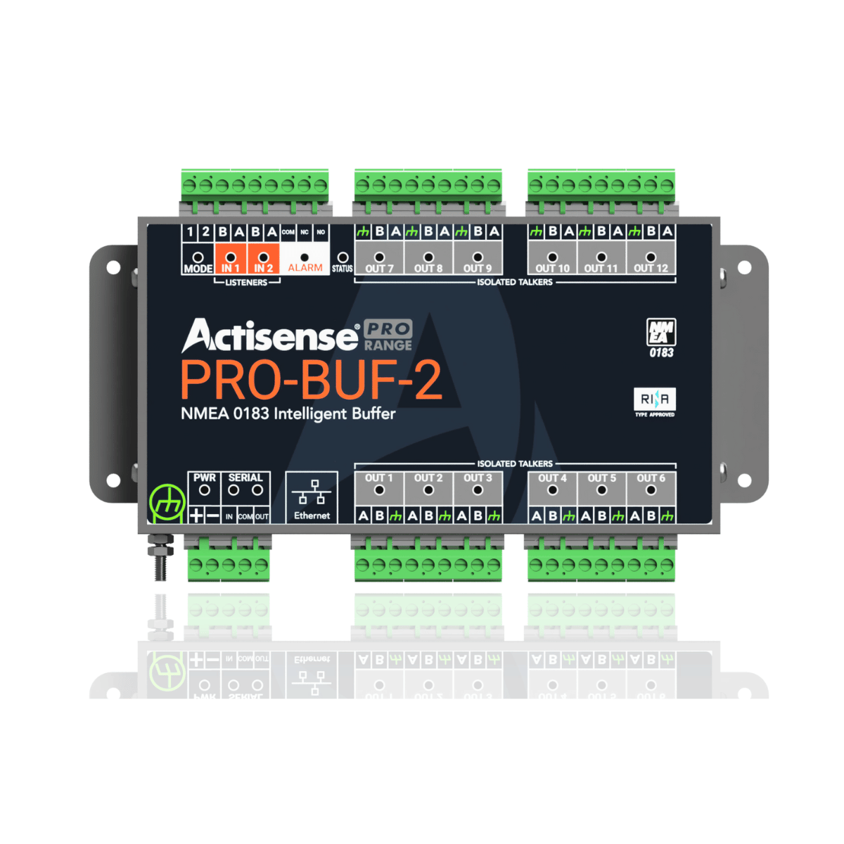 Actisense PRO-BUF-2 intelligent NMEA 0183 buffer with stainless steel casing and pluggable terminal blocks