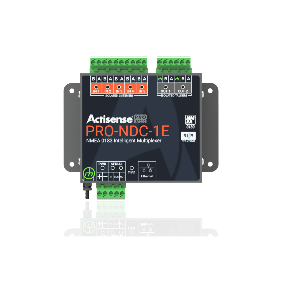 Actisense PRO-NDC-1E marine NMEA 0183 multiplexer unit with Ethernet RJ45 port and terminal block connectors