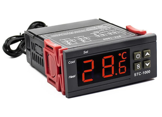 Rosfix STC-1000 industrial digital thermostat controller unit with NTC sensor probe and LED display